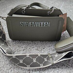 STEVE MADDEN BEVIEE SATCHEL/CROSSBODY w/2 ADJUST/REMOVABLE STRAPS- LT OLIVE- NWT
